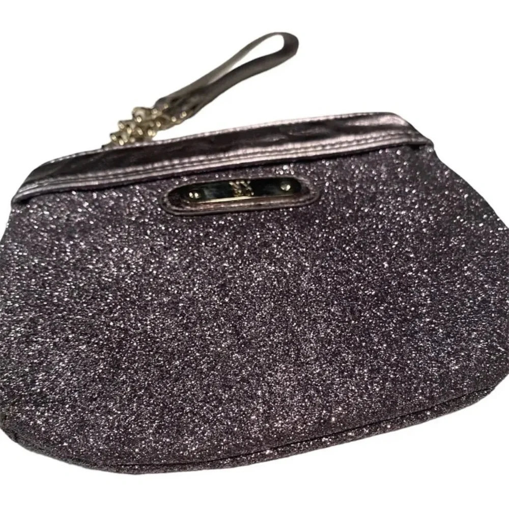 NY & C New York & Company Small Purple Gray Glitter Iridescent Wristlet Clutch